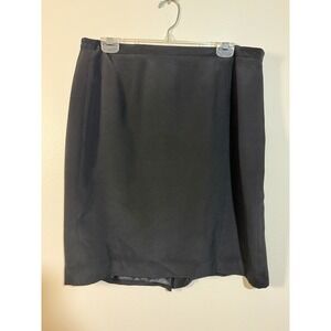Sephine Chaus Pencil Skirt Women 14 Black 100% Silk Lined Knee Length Career